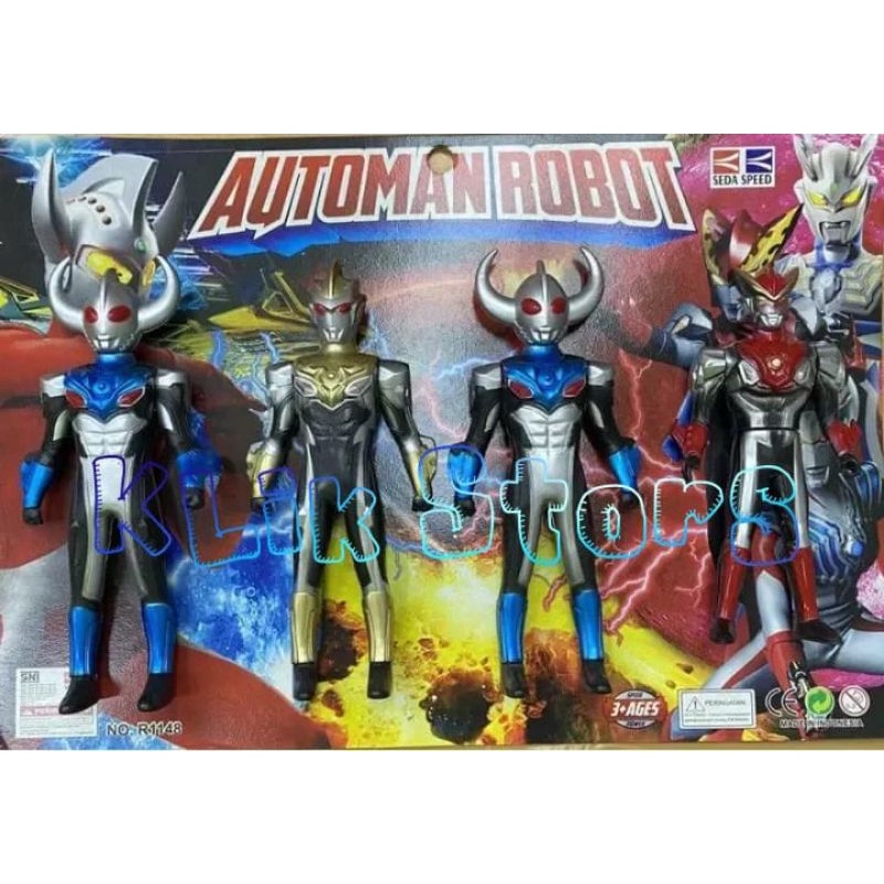 4 pcs Mainan Robot Automan Bisa Nyala / Ultraman Zero