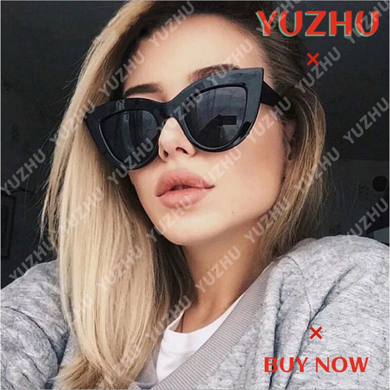 (YUZHU) Bayar Di Tempat Wanita Kacamata Hitam Vintage Cat Eye Sunglasses Women Eyeglasses UV400 Protection