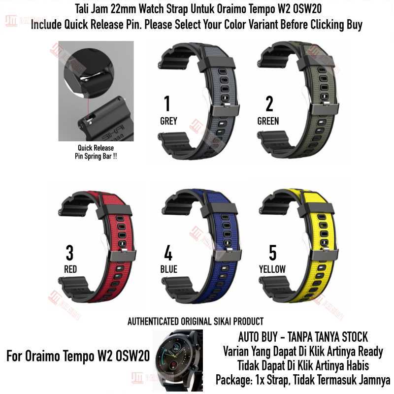 SIKAI Attitude Watch Strap Oraimo Tempo W2 OSW20 OSW 20 - Tali Jam 22mm Rubber