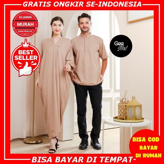 Fashion Baju Koko Dress Muslim Setelan Lengan Panjang Set Couple Cople Cauple Pasangan Keluarga Anak