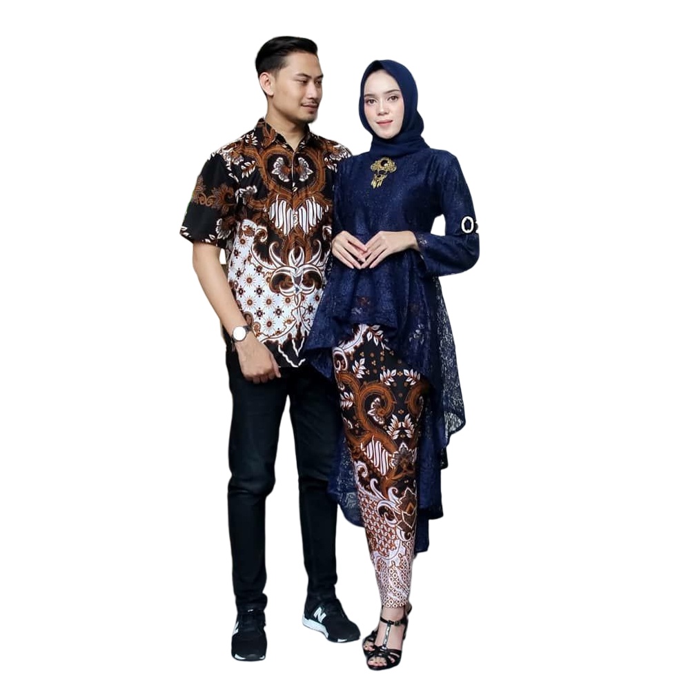 Couple Batik PINGUIN Brokat Paris Denada Lengan Pendek