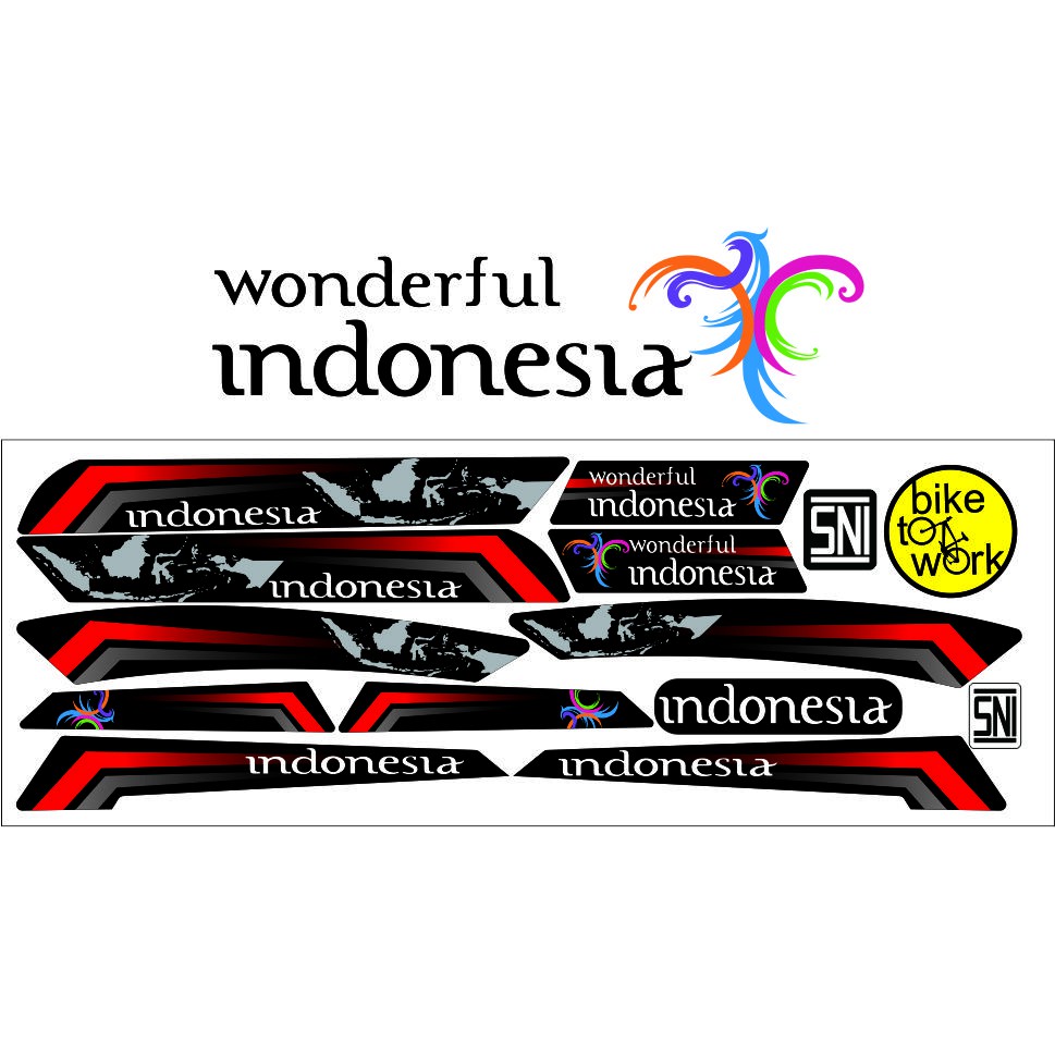 SAHILA OLSHOP STIKER STRIPING UNIVERSAL SEPEDA LIPAT MOTIF INDONESIA STICKER COD