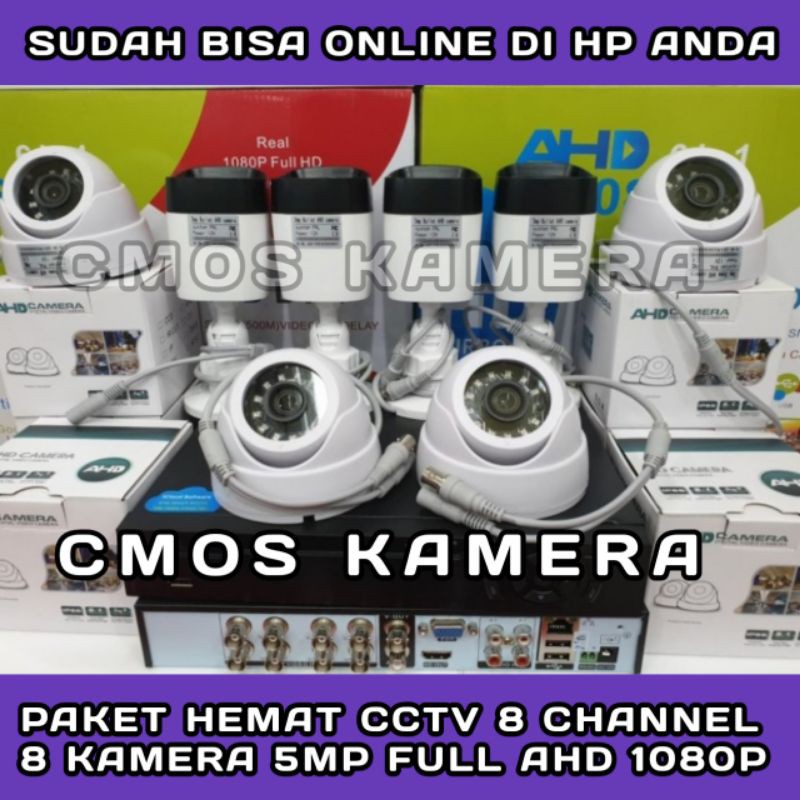 CCTV PAKET 8 CH 8 KAMERA 5MP FULL HD 1080P KOMPLIT SIAP PASANG