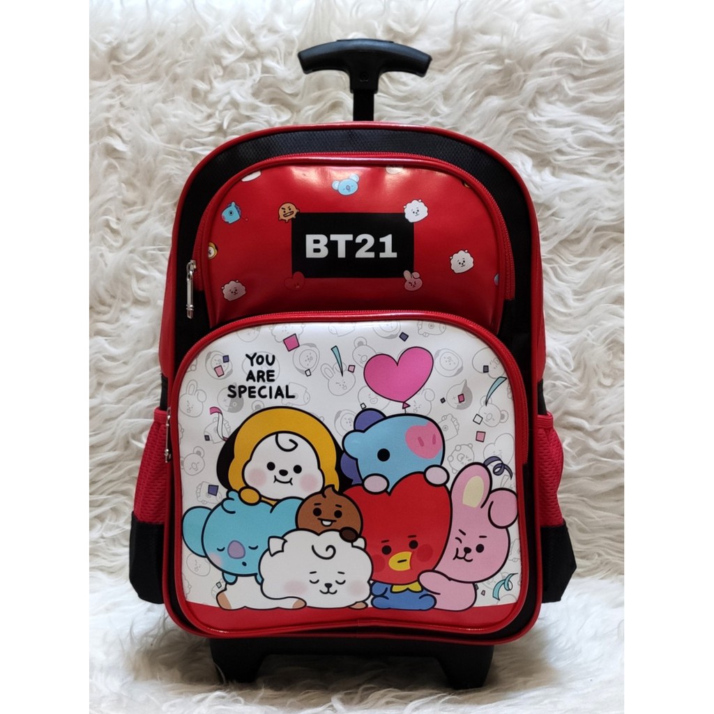Tas Troli Sekolah Anak Cewek Lucu Cantik Tas Perempuan PAUD TK SD kode H122 Tas Troly TK BT21 BTS Pr