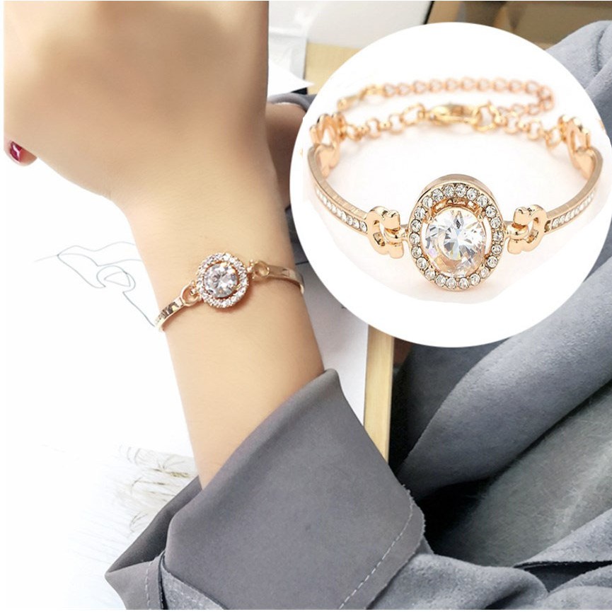 Gelang Wanita SATU MATA Lapis Emas Berlian Imitasi Korea Fashion Elegan Women Bracelet