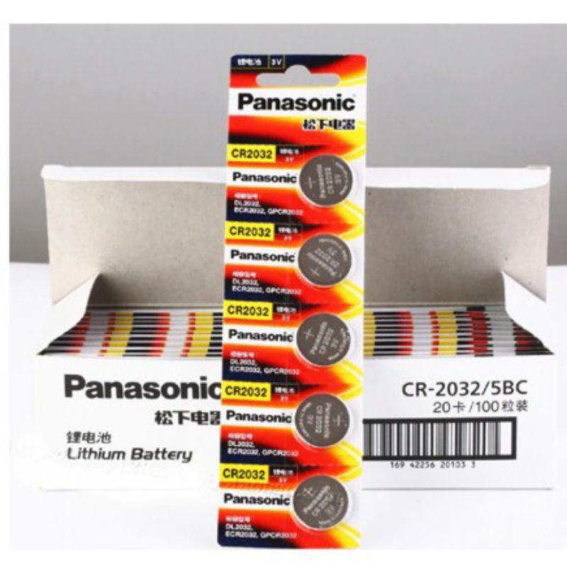 1 pak isi 5pcs Baterai Panasonic CR2032 Batere Kancing 3V yg no