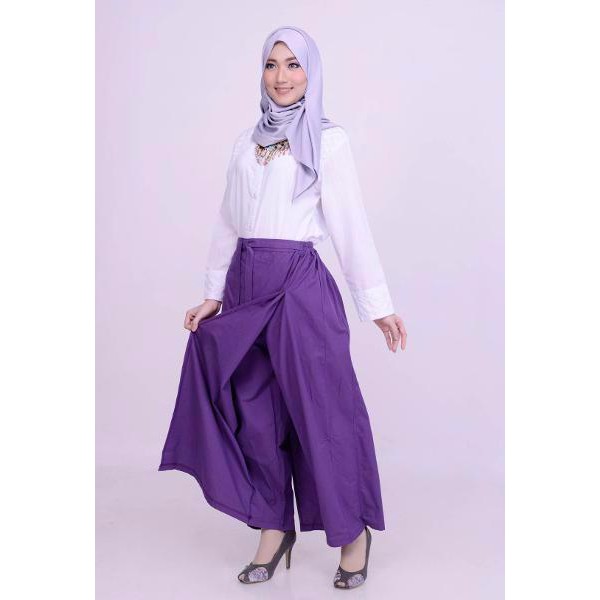 Celana Panjang Muslim Nibras NRC 04 Ungu Tua Rok Celana Bawahan Muslimah Murah
