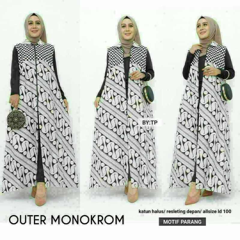 Outer batik / outer monocrom / cardingan / longcardiputih