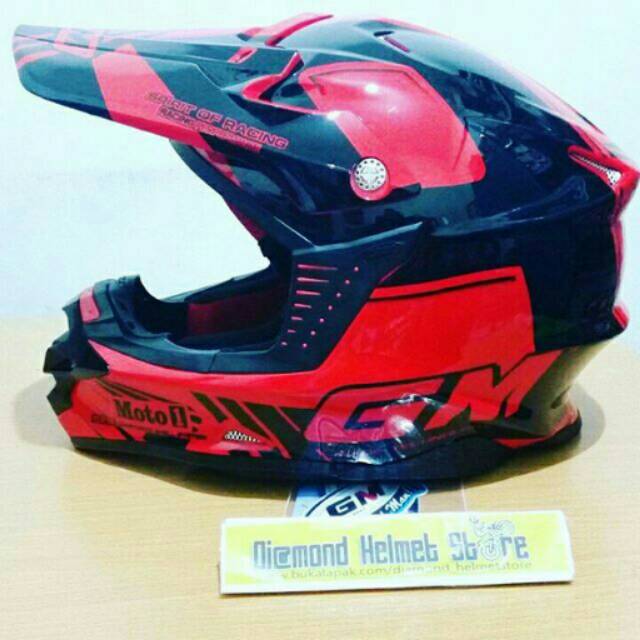 Helm Cross GM supercross moto 1 red black