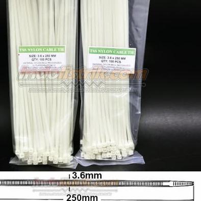 

♪ Kabel Ties 25cm / 250mm x 3.6 Putih TSS - Mutu Terjamin - Harga GROSIR ۩
