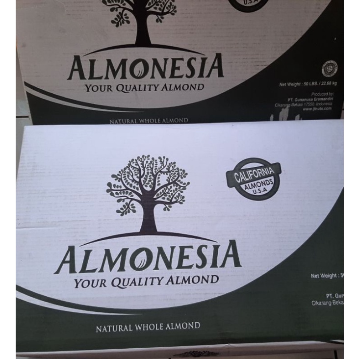 

Almond Mentah 1 dus 22.68 kg Almonesia khusus gojek/grab instant