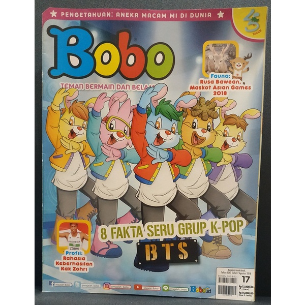 Majalah Anak Bobo Seri BTS vol 17 Edisi 2 Agustus 2018