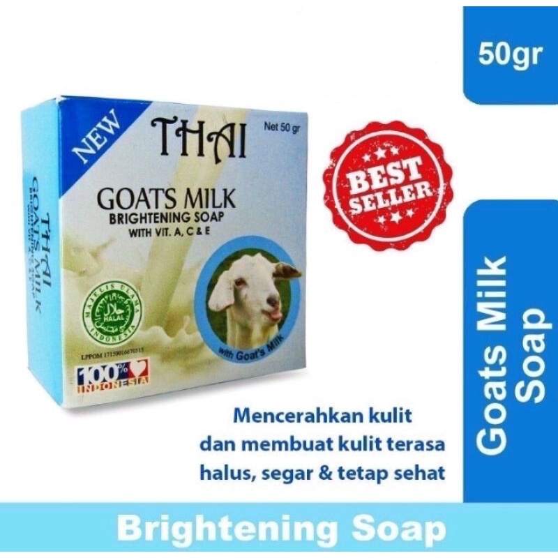 THAI GOATS MILK SOAP 50 GR SABUN SUSU KAMBING DOMBA 50gr BRIGHTENING SABUN MANDI BATANG PEMUTIH SABU