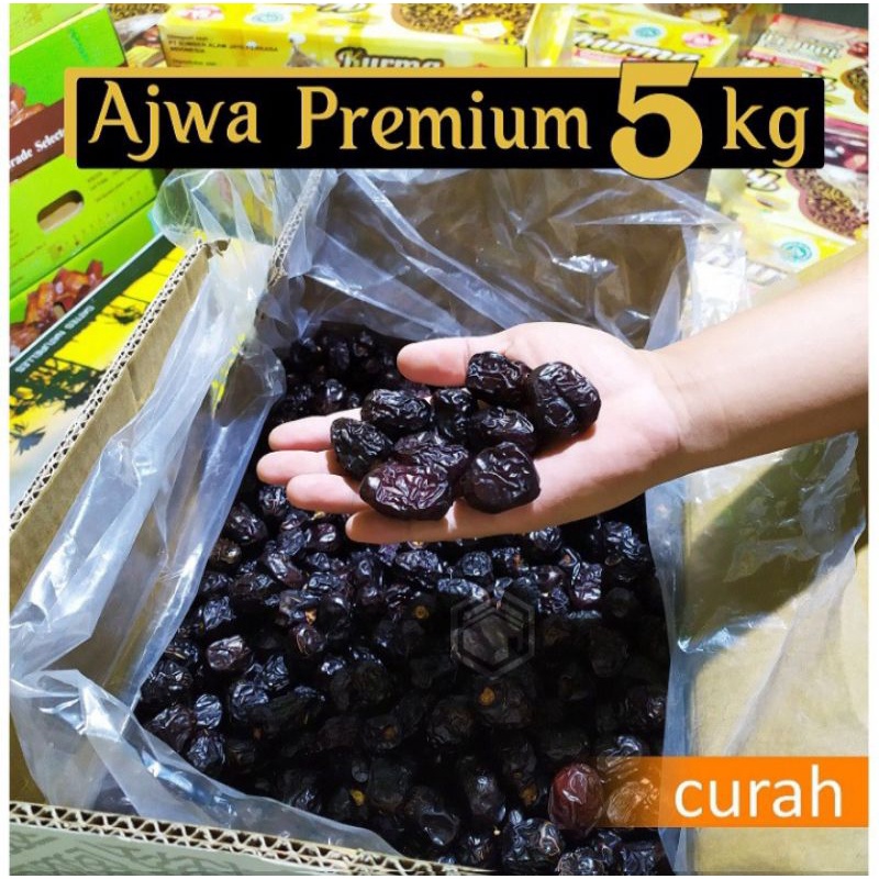 

Kurma Ajwa Madinah Premium clas 1 5kg/kutma ajwa kemasan 5kg/Kurma ajwa/ajwa madinah/ajwa premium