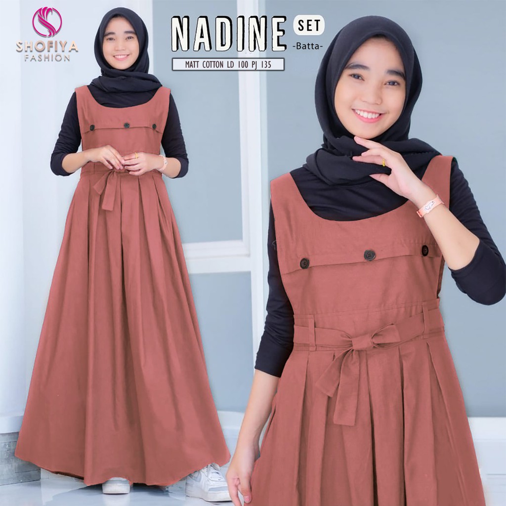 [OVERALL] Nadine Set by Shofiya - Gamis Terbaru - Gamis Katun LD 100cm - Overall Katun - Overall