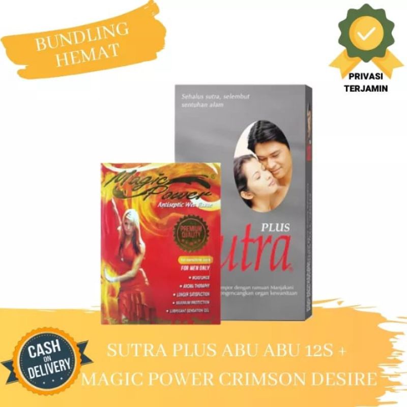 PAKET HEMAT Kondom Sutra Abu (Plus) isi 12 + Tisu Magic Power Merah (Crimson) isi 6