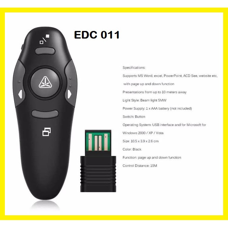 Wireless Pointer USB PowerPoint Presenter Remote Control Laser RF Pen