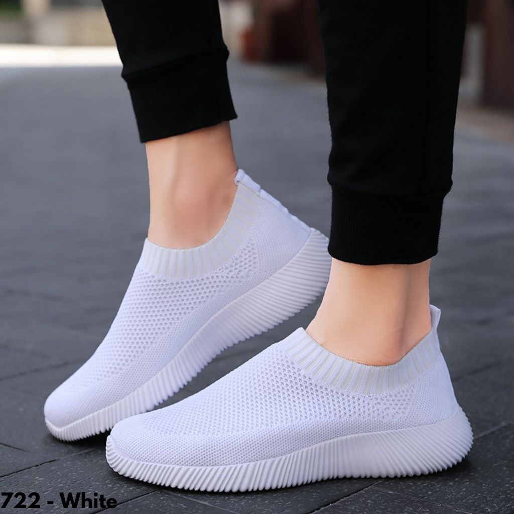 SEPATU SNEAKERS WANITA TANPA TALI IMPORT ELASTIS SOLE KARET MELAR NYAMAN REMAJA DEWASA TUA 722