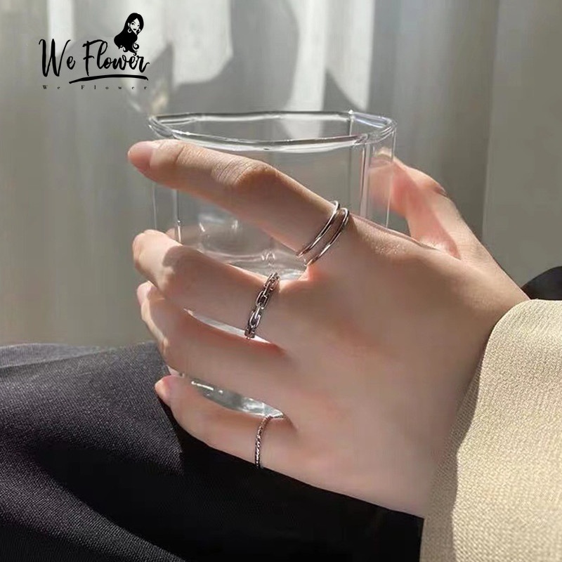 We Flower 3PCs Chic Twsited Stackable Knuckle Ring Set for Women Girls Korean Fashion Finger Jewelry