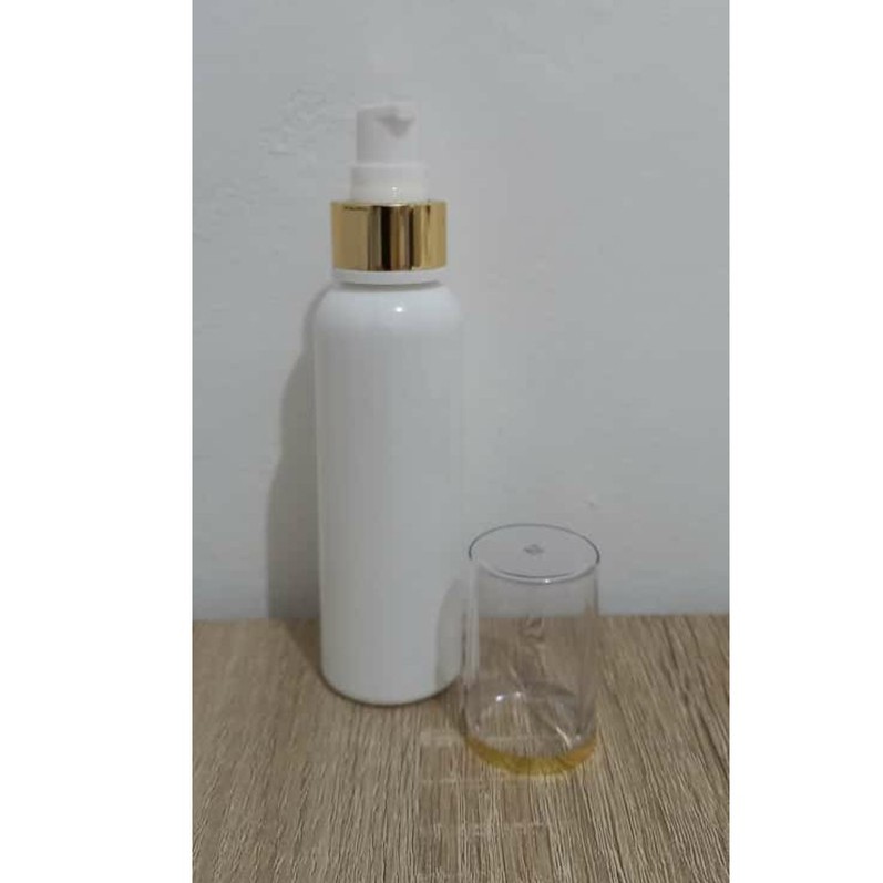 Botol Plastik PET 100ml BR Putih Tutup Pump Treatment Full Cap Neck