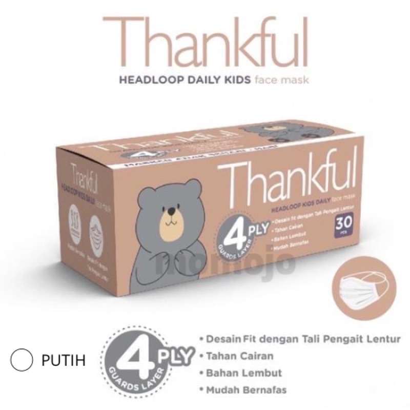 Masker THANKFUL Daily Face Mask Anak 4ply Headloop