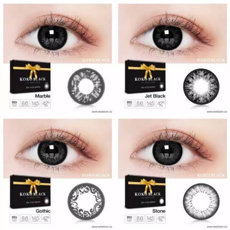 [FREE LENSCASE] SOFTLENS KOKO BLACK 14.5MM NORMAL &amp; MINUS (-0.50 s/d -10.00) BY EXOTICON
