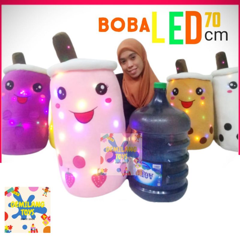 BONEKA BANTAL GULING BOBA SUPER JUMBO (LAMPU LED BAHAN LEMBUT) 70CM