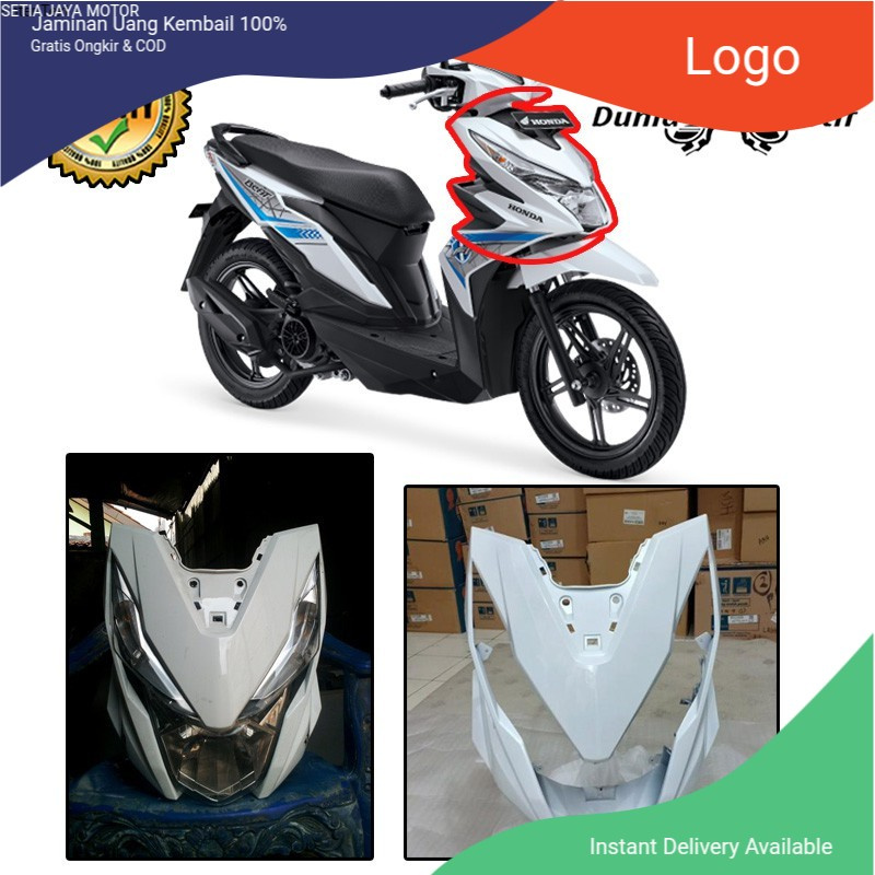 Tameng body Depan dan Reflektor lampu depan Beat fi 2017 2018 2019 Warna Putih