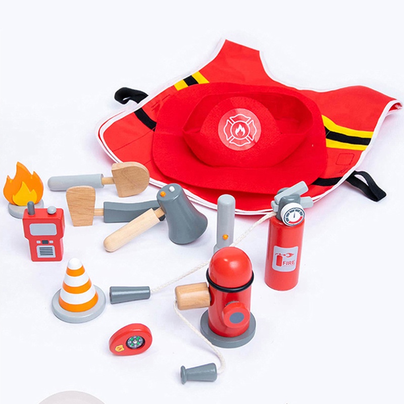 [BIG SALE] umu fire fighter set - wooden toys - pemadam kebakaran damkar mainan anak - kado natal firefighter pretend play