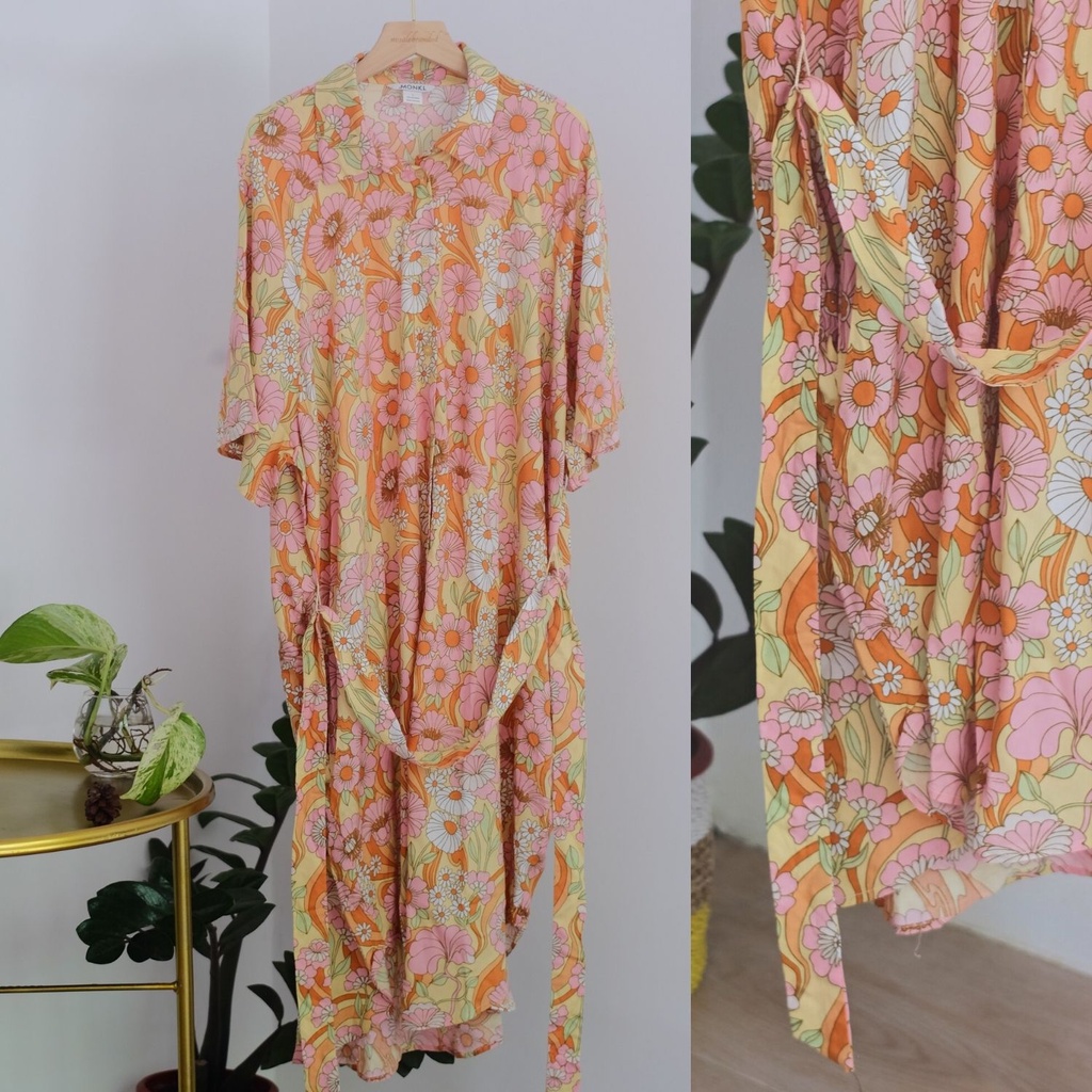 DRESS WANITA MONKI ORIGINAL - MONKI DRESS - DRESS MOTIF BUNGA - MONKI DRESS BUTTON  BIG SIZE