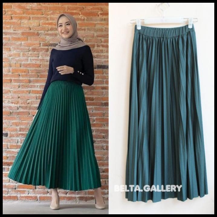 Yueshi Rok Plisket Lebar Import Bayak Warna