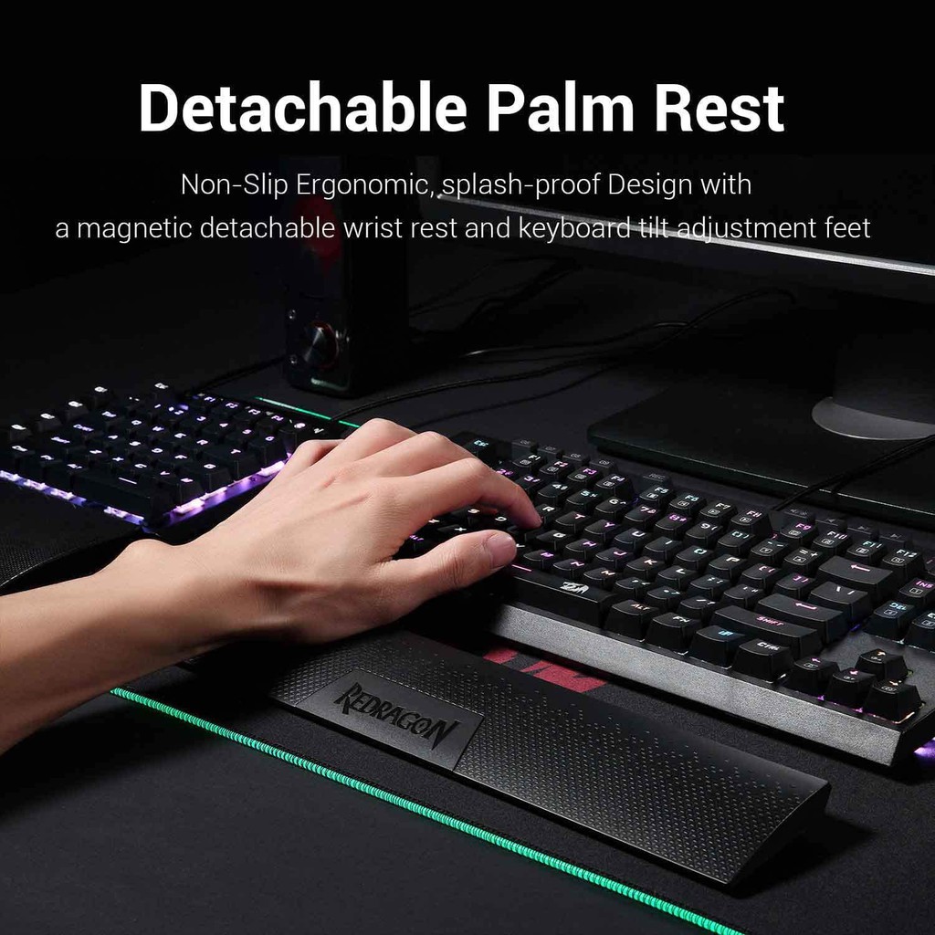 Keyboard Gaming Mechanical Redragon TKL RGB with palm rest &amp; macro program BROADSWORD K588RGB