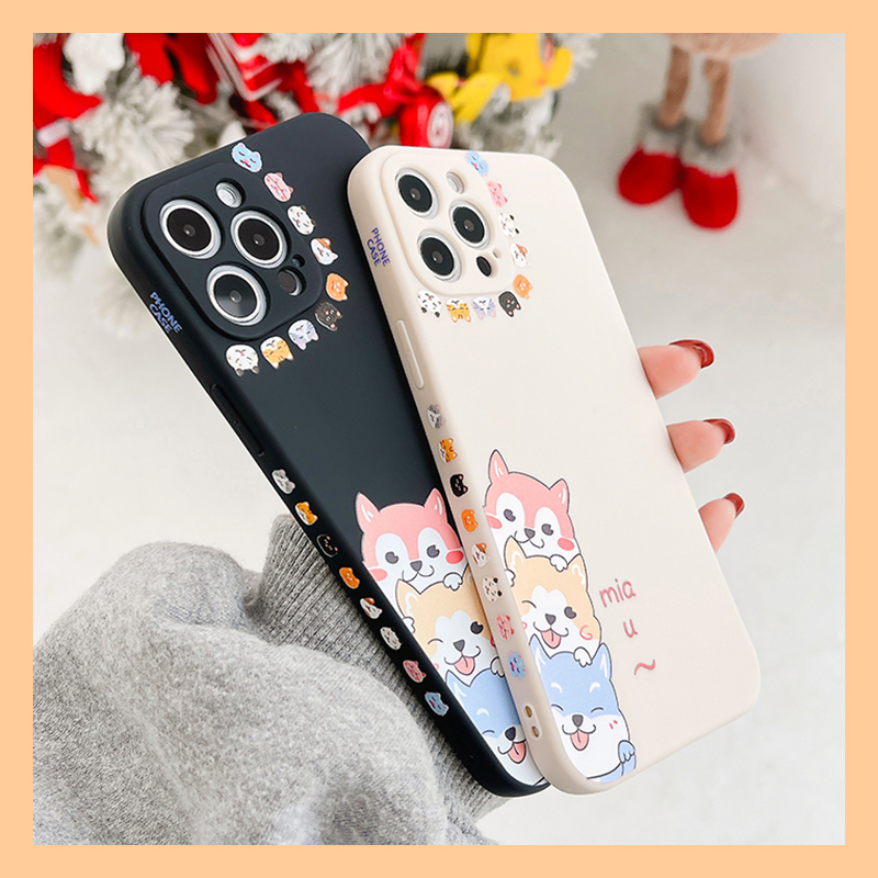 Side print cartoon cute puppy liquid silicone soft case