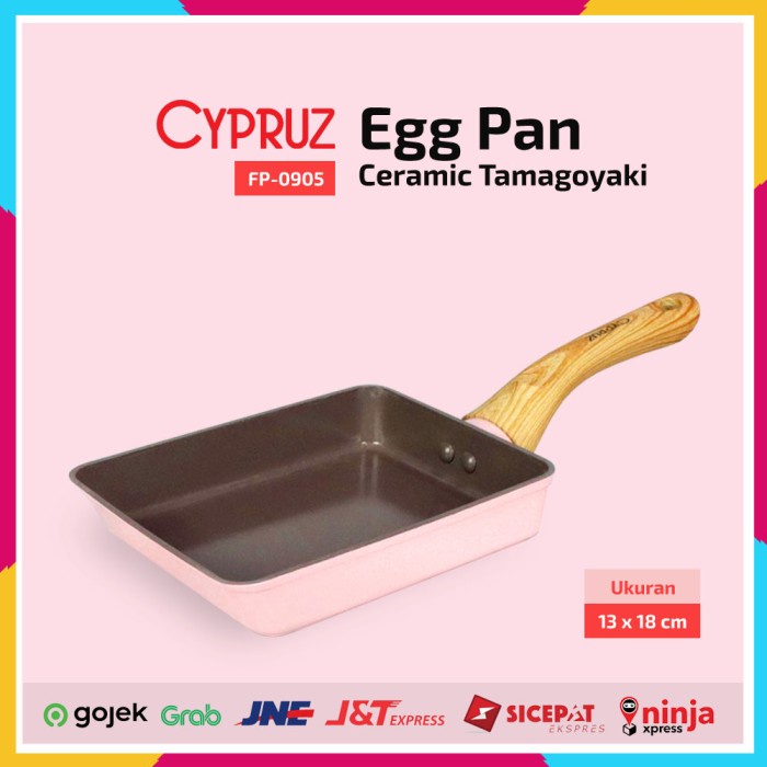 

Cypruz FP-0905 Pink Ceramic Egg Pan Tamagoyaki Wajan Kotak 13 x 18 cm