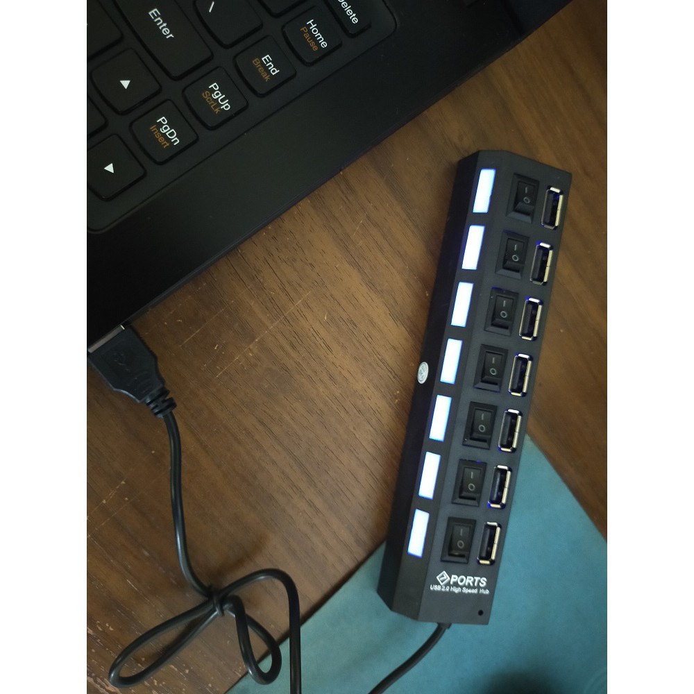 USB 2.0 HUB 7 Port dengan tombol saklar dan indikator lampu