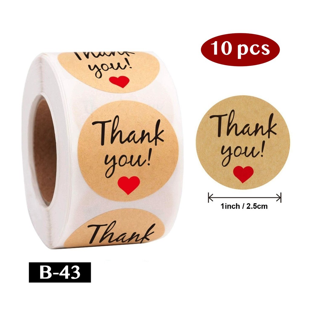 AliMaMa - STIKER THANK YOU 10 PCS - Sticker Terima Kasih Segel Olshop Online Shop Packaging Packing Souvenir Suvenir Import Murah Medan-B-43
