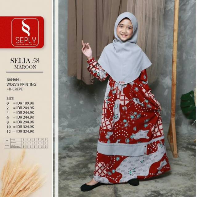Gamis Anak SEPLY SELIA 58 Maroon || Seply Ethica