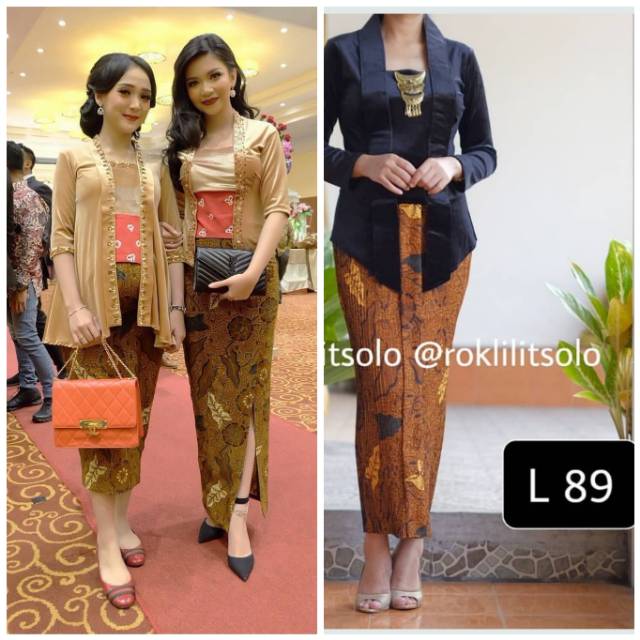 Bawahan kebaya / rok plisket melar  / rok batik daun sogan L 89