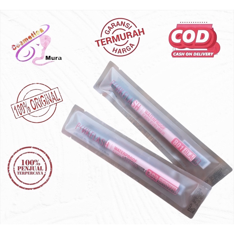 kemasan baru ada plastik - pink flash eyeliner pen - eyeliner pen pinkflash Original