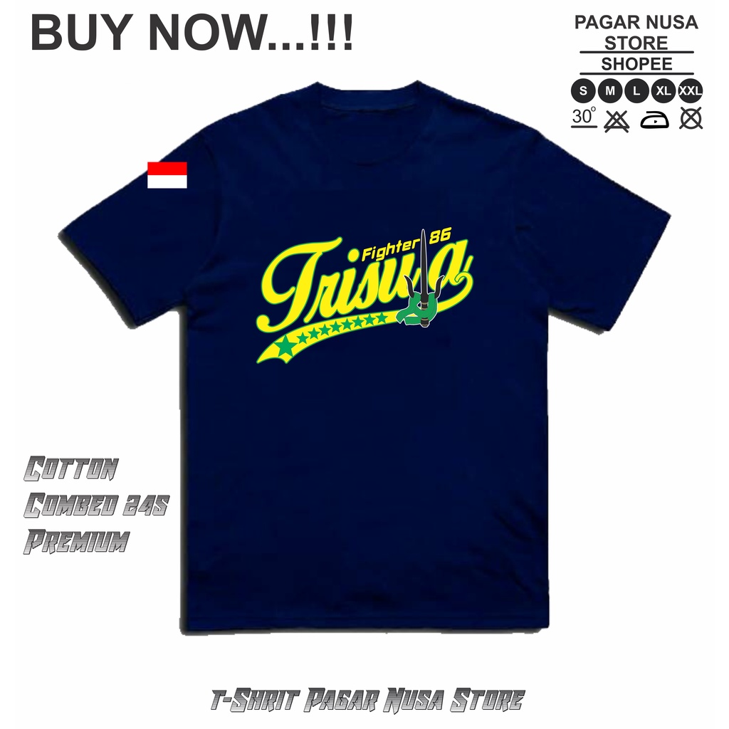 Kaos Pagar Nusa Trisula Fighter 86-Biru Dongker-Biru-Hitam