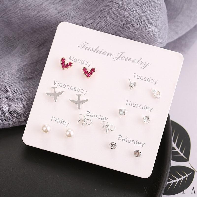 Set 7 Pasang Anting Kombinasi Model Sederhana