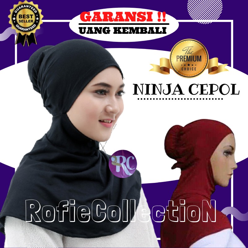 daleman jilbab ninja antem / inner / dalaman kerudung ninja sanggul sleting adem bahan kaos premium