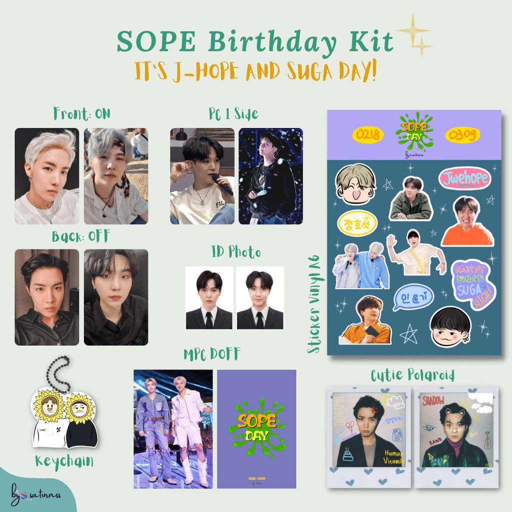 (BUNDLE) SOPE Birthday Kit - Fanmade Goods BTS Suga and J-hope Day