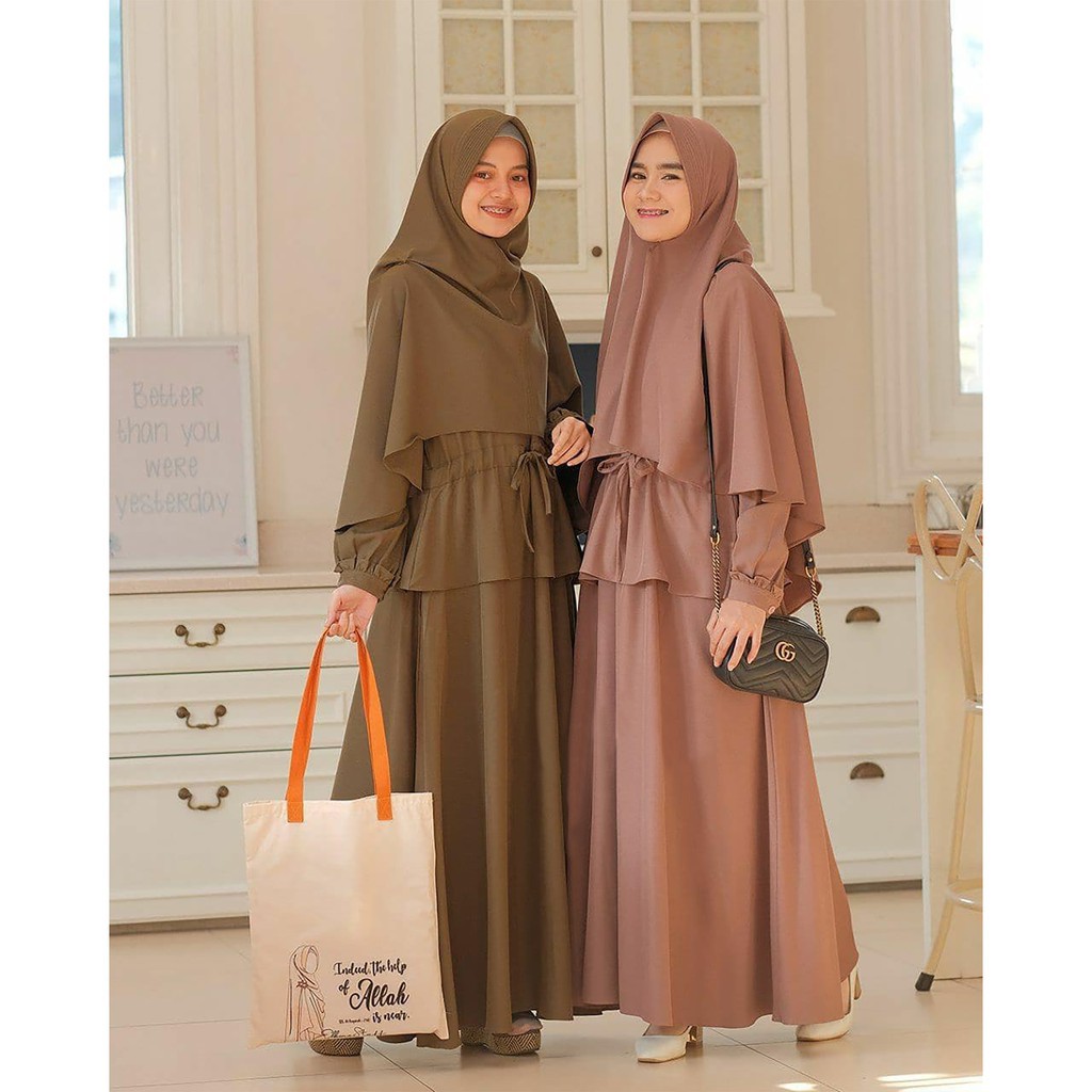 Naomi Syari Set Gamis Khimar Setelan Hijab Syar i Laras Syarii BOMS-010