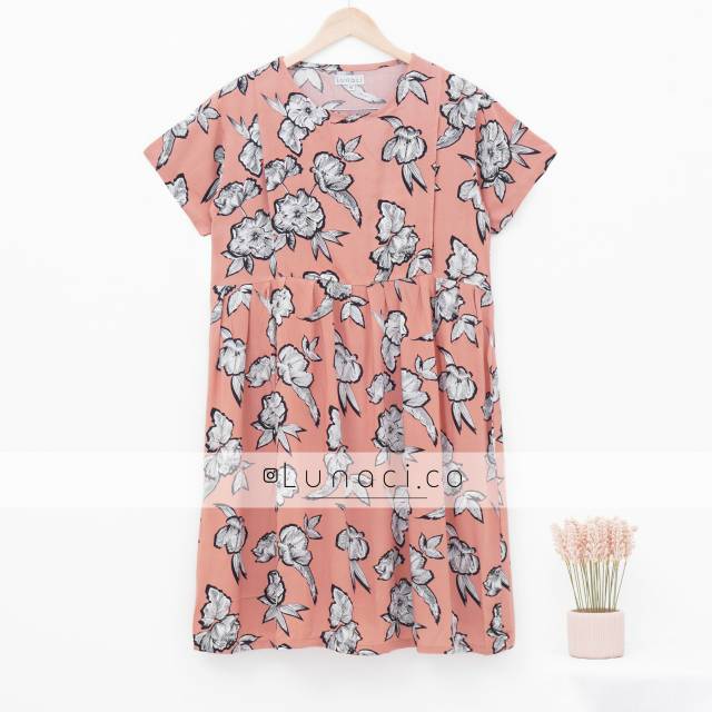 Lunaci Dessert Rose Midi Dress (Baju Menyusui bukaan samping)