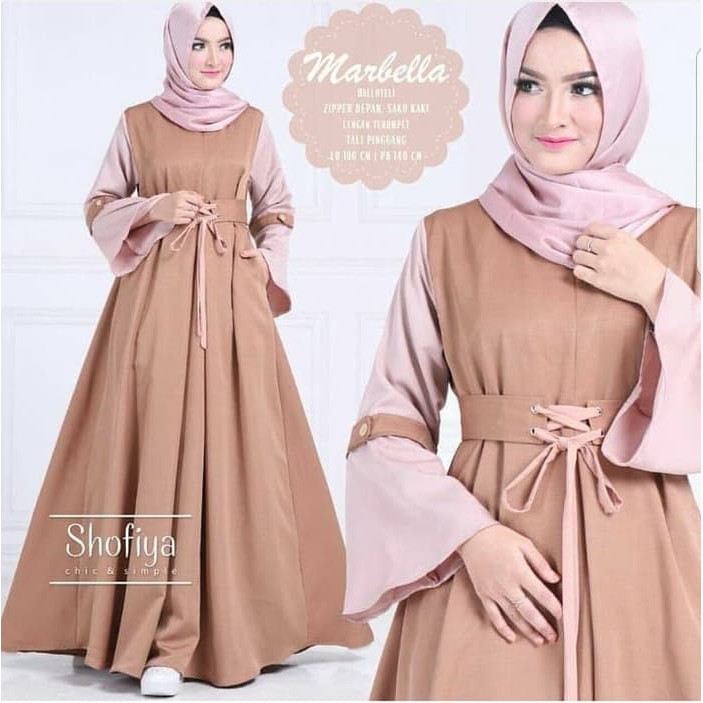 Marbella Dress muslim/Bisa Cod/Fashion Muslim/Dress Muslim Tanpa Hijab Busui-6