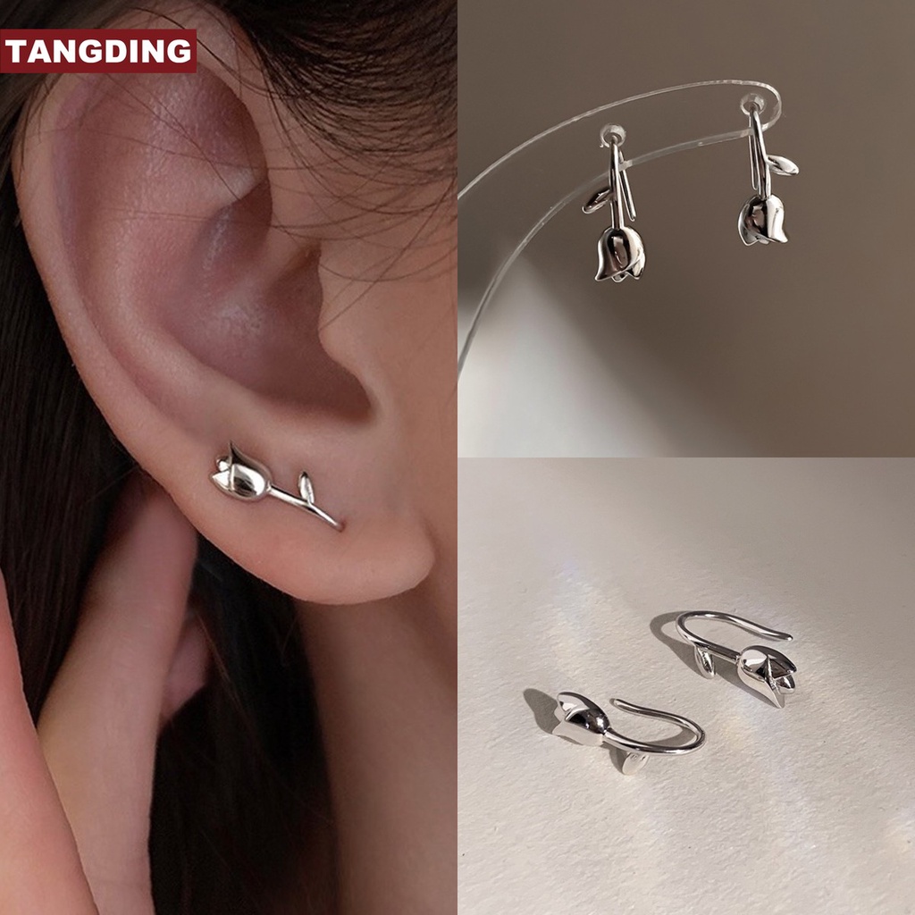 Anting Bentuk Tulip Warna Silver Untuk Wanita