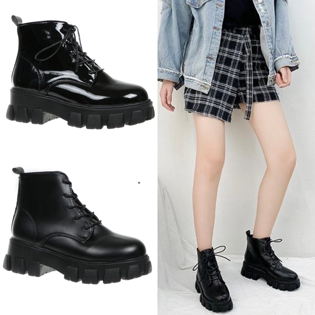 AVANCEID 1827 Sepatu Sneakers Boots Wanita Docmart Hitam Import