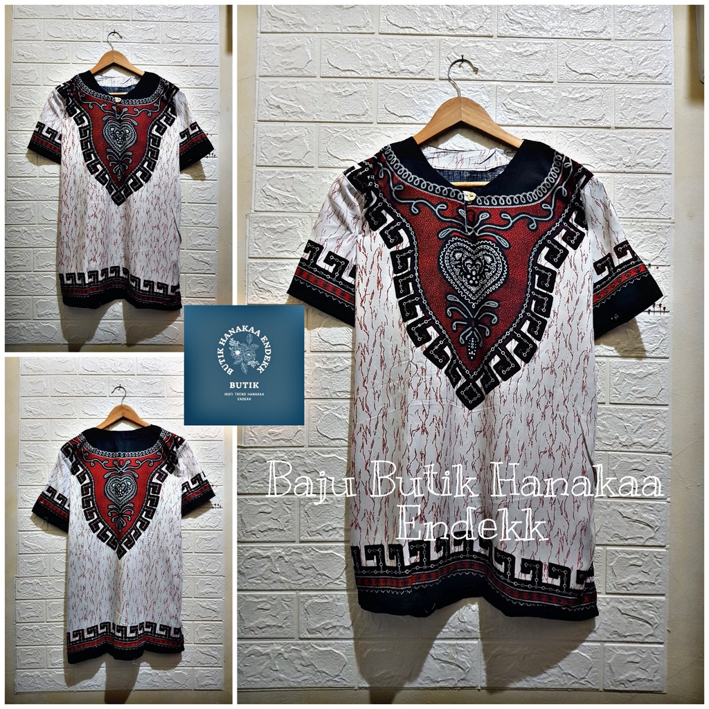 Baju Etnik Dashiki Love Putih Pria/Wanita (Unisex)