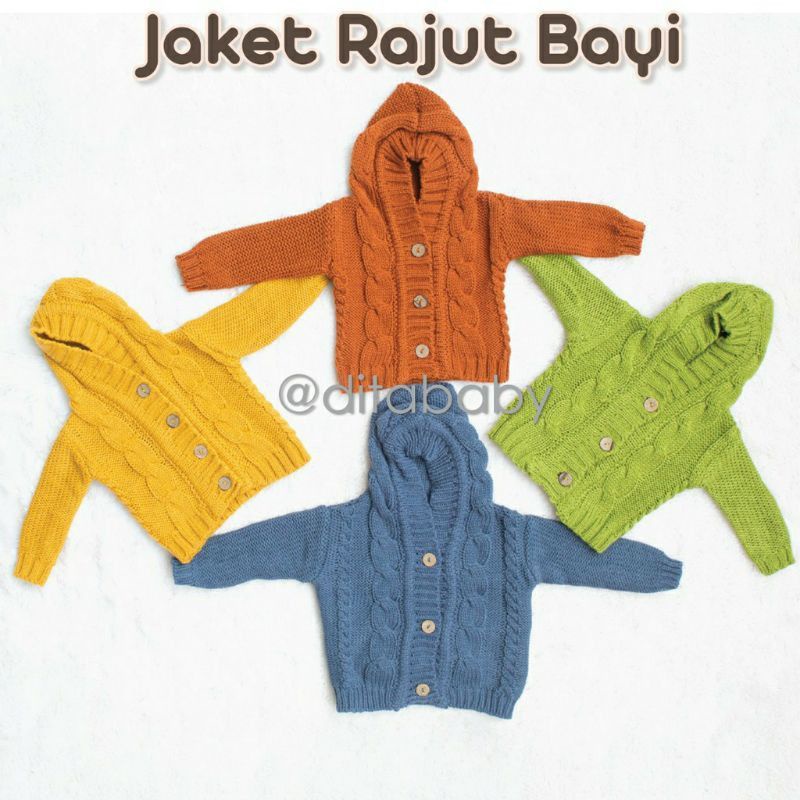 J(READY STOCK) Jaket Bayi rajut Tebal Jumpsuit Rajut Baju cardigan bayi baju hoodie popcorn pompom Jumper jaket aket Bayi Rajut Baju cardigan rajut bayi Baju bayi Jaket bayi rajut cardigan bayi baju rajut hoodie